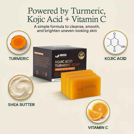 AMVital Turmeric Kojic Acid Soap Bar for Dark Spots & Uneven Tone
