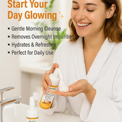 AMVital Turmeric Saffron Foaming Face Wash with Cleansing Brush