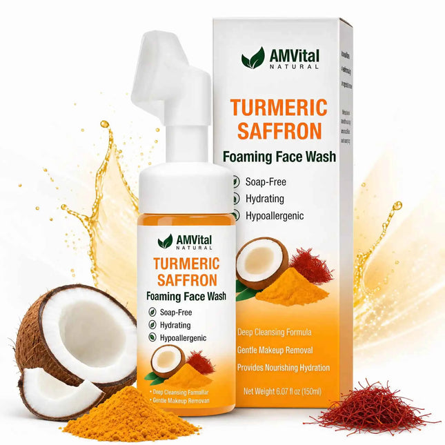 AMVital Turmeric Saffron Foaming Face Wash with Cleansing Brush