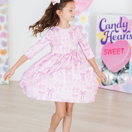 Twinkle Ties 3/4 Sleeve Pocket Twirl Dress - Dashing Nova