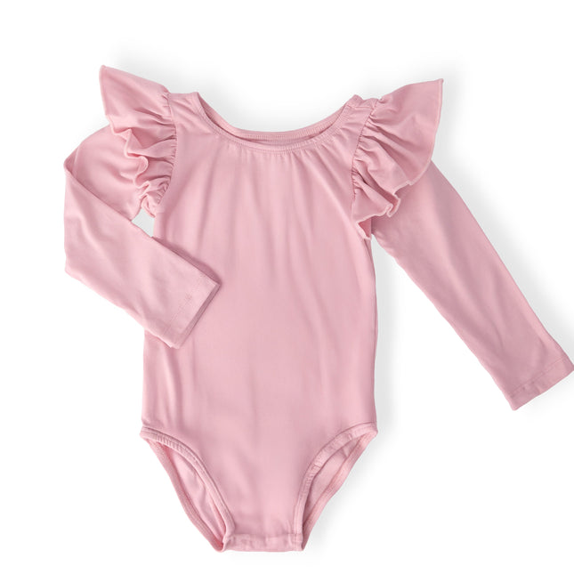 Vintage Pink L/S Flutter Sleeve Leotard - Dashing Nova