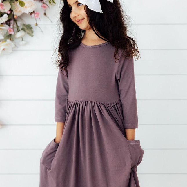 Vintage Violet 3/4 Sleeve Pocket Twirl Dress - Dashing Nova