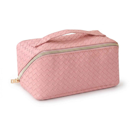 Water Resist PU Leather Makeup Bag Large Capacity Travel Toiletry Pouch