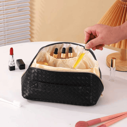 Water Resist PU Leather Makeup Bag Large Capacity Travel Toiletry Pouch