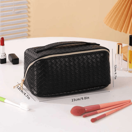 Water Resist PU Leather Makeup Bag Large Capacity Travel Toiletry Pouch