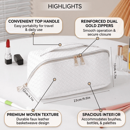 Water Resist PU Leather Makeup Bag Large Capacity Travel Toiletry Pouch