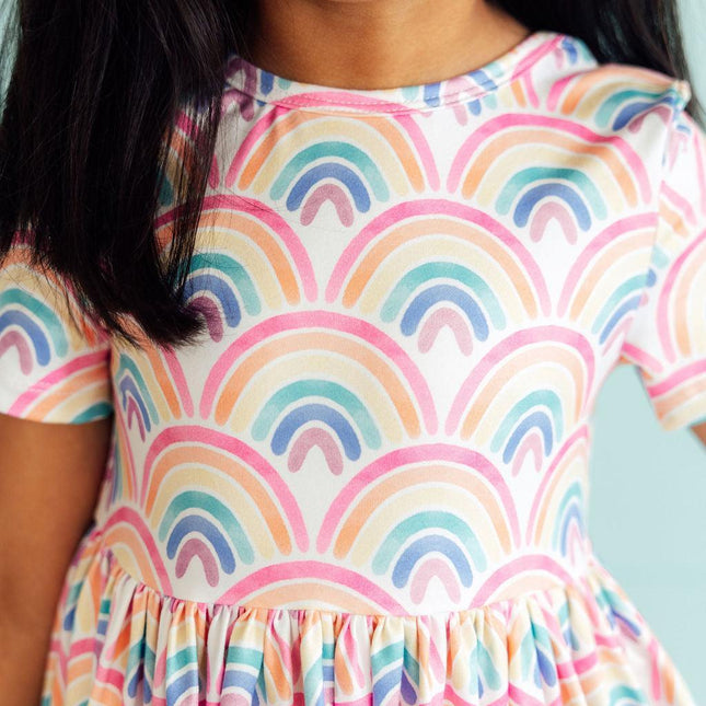Watercolor Rainbows S/S Pocket Twirl Dress - Dashing Nova