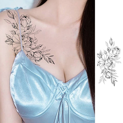 Floral Temporary Tattoos – 5 Waterproof Flower Tattoo Sheets