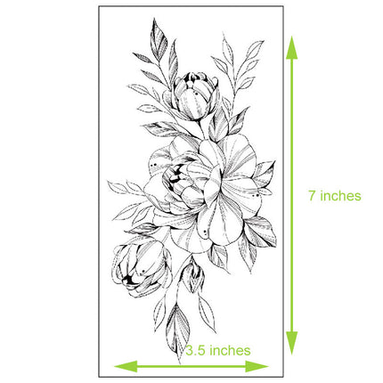 Floral Temporary Tattoos – 5 Waterproof Flower Tattoo Sheets