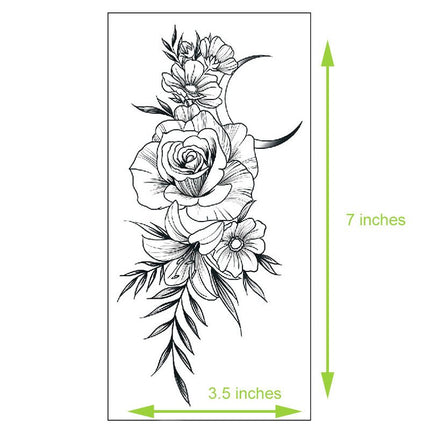 Floral Temporary Tattoos – 5 Waterproof Flower Tattoo Sheets