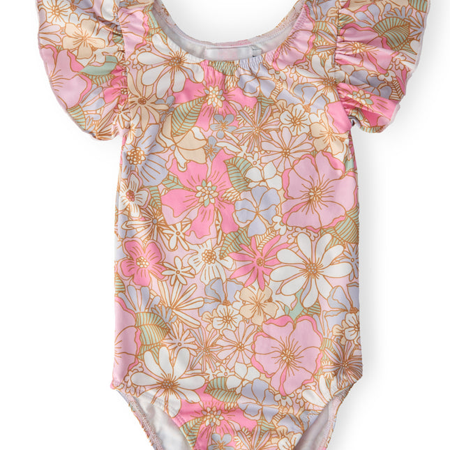 What's Up Buttercup S/S Flutter Sleeve Leotard - Dashing Nova