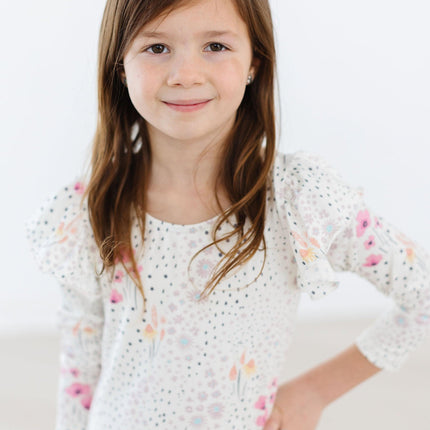 Whimsical Wildflowers L/S Flutter Sleeve Leotard - Dashing Nova