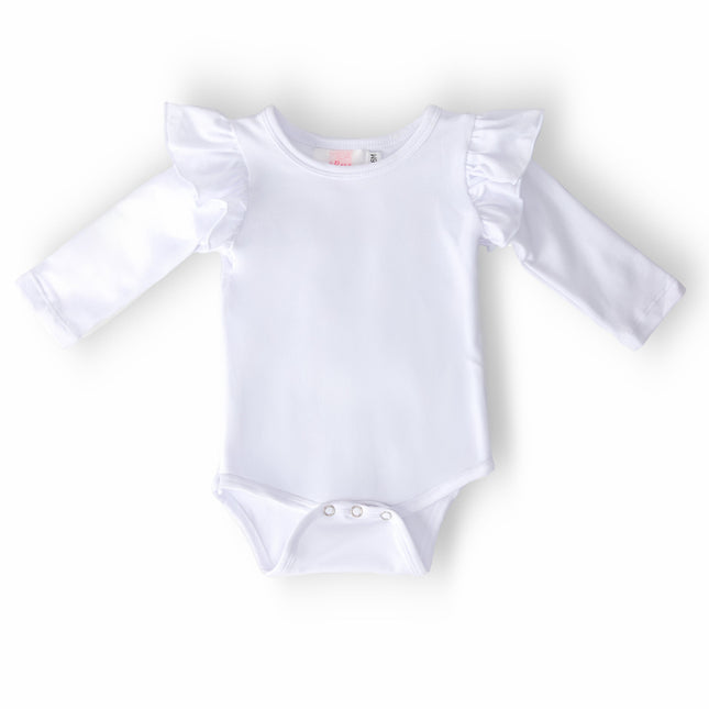 White L/S Flutter Bodysuit - Dashing Nova