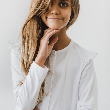 White Ruffle Cardigan - Dashing Nova