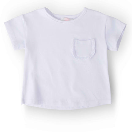White Ruffle Pocket Tee