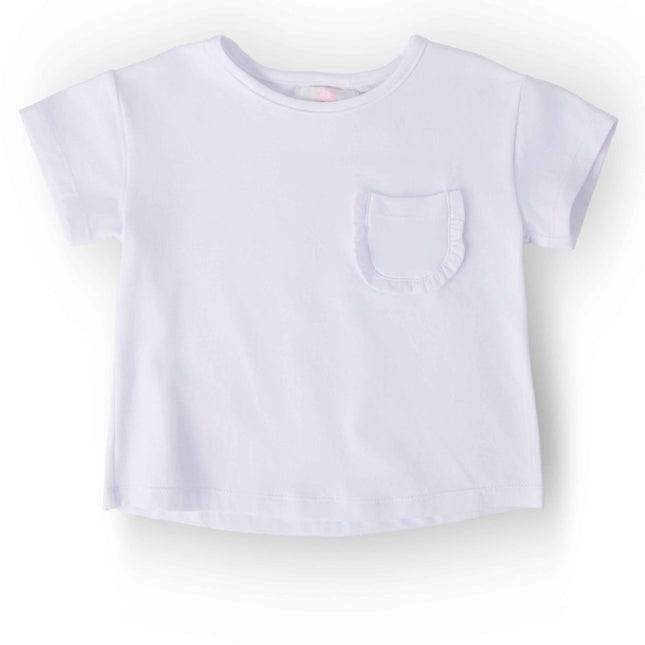 White Ruffle Pocket Tee