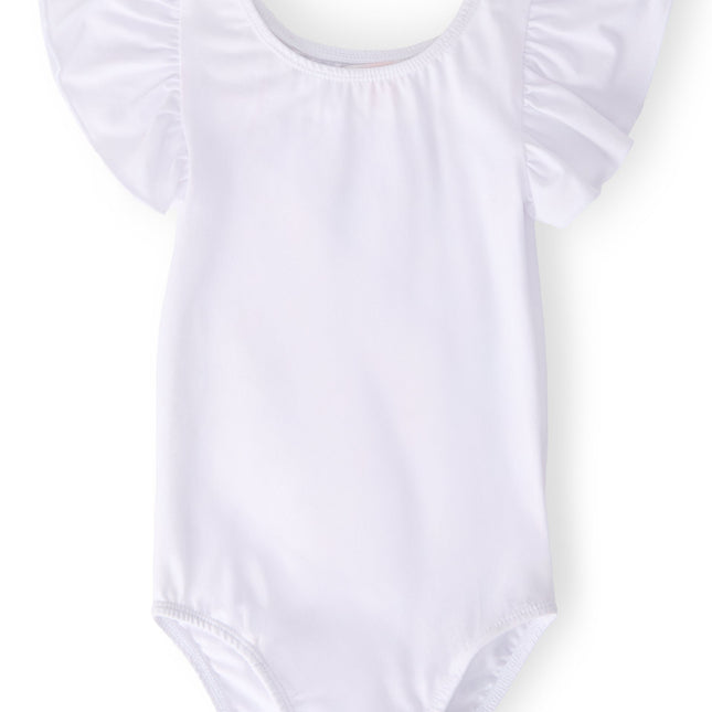 White S/S Flutter Sleeve Leotard - Dashing Nova