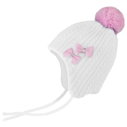 Conte/Esli Double knitted kids hat with insulation, cotton lining & pom-pom - For Girls (17С-93СП)