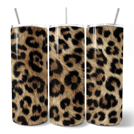 Wild Leopard Spot Pattern 20oz Personalized Tumbler With Lid and Stainless Steel Straw, Stylish Wildlife Gift Cup