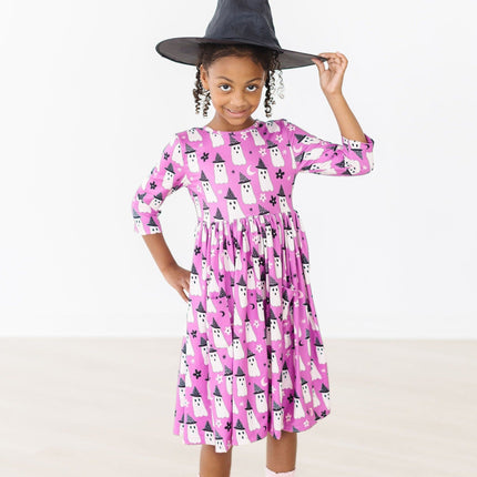 Witches Boo 3/4 Sleeve Pocket Twirl Dress - Dashing Nova