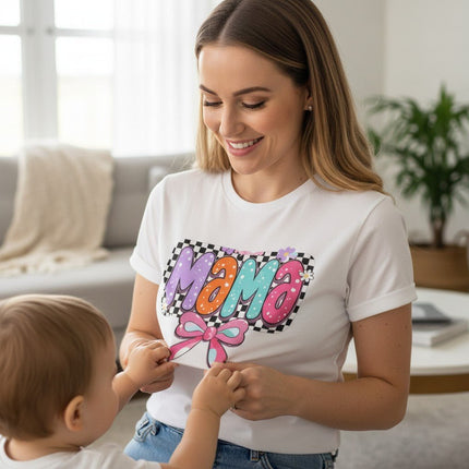 Womens Coquette Mama Shirt Cute Bow Graphic Mothers Day Gift Tee