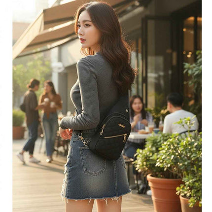 Women's Shoulder Sling Bag - Nylon Adjustable Strap Crossbody Purse