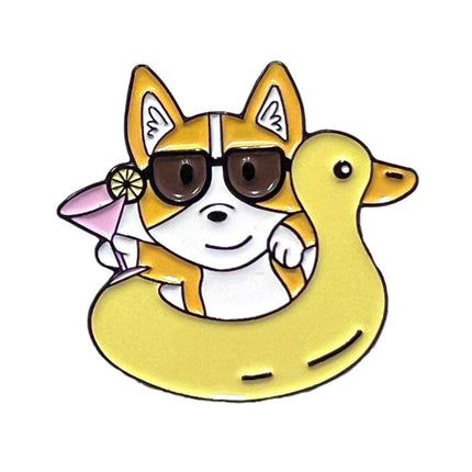 Corgi Floaty Enamel Pin – Fun Summer Accessory for Dog Fans
