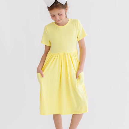 Yellow S/S Pocket Twirl Dress - Dashing Nova