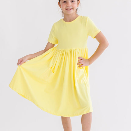Yellow S/S Pocket Twirl Dress - Dashing Nova
