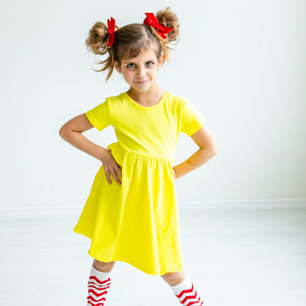 Yellow S/S Pocket Twirl Dress - Dashing Nova