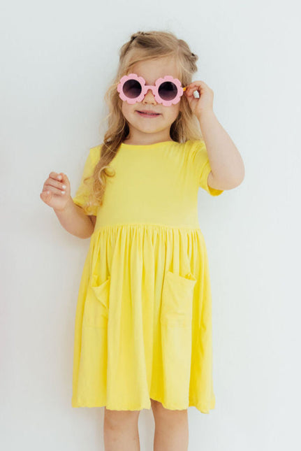 Yellow S/S Pocket Twirl Dress - Dashing Nova