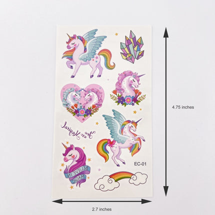 10 Sheets Cartoon Tattoos for Kids Party Supplies Unicorn Temporary Tattoos