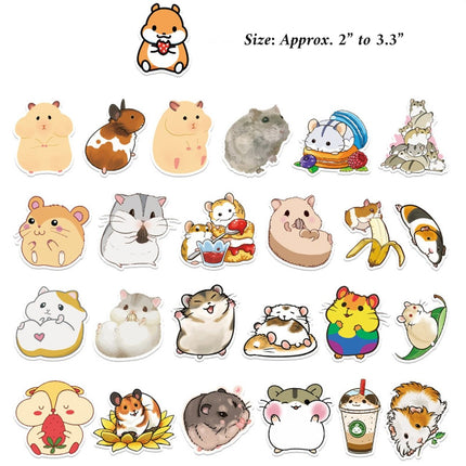 (50 pcs) Cute Hamster Stickers - PVC Waterproof High Definition UV Stickers