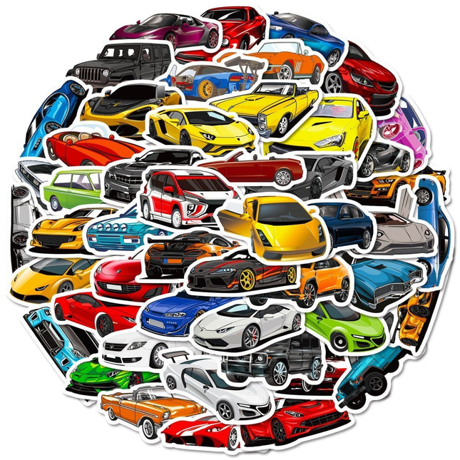 (50 pcs) Sport Car Stickers Waterproof Vinyl Decorative Stickers