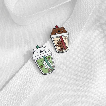 Boba Tea Enamel Pin - Cartoon Anime Animal Boba Pins