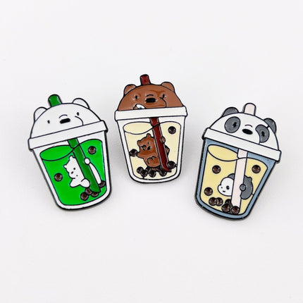 Boba Enamel Pin - Cartoon Anime Animal Boba Pins