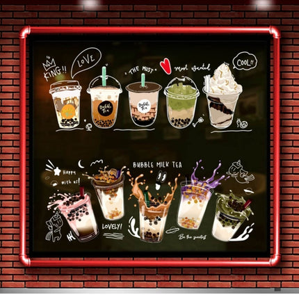 Boba Store Decorative Static Glass Film Cling Non-Adhesive