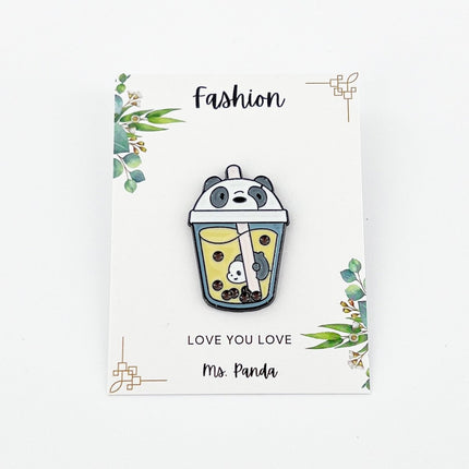 Boba Tea Enamel Pins, Kawaii Bubble Tea Lapel Pins, Boba Enamel Pin