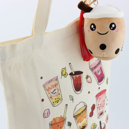 Boba Tote Bag with a Bubble Tea Keychain