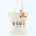 Boba Tote with Squint Eyes Keychain