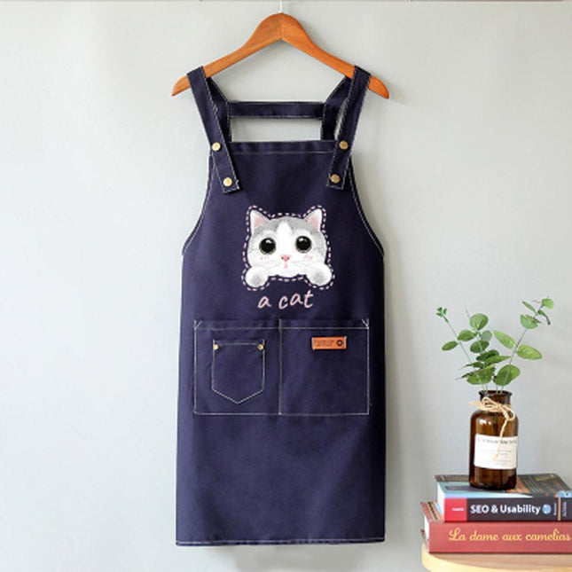 Cat Apron Canvas Material with 3 Pockets