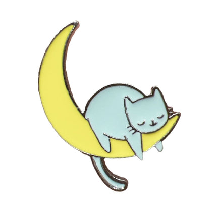 Cat Enamel Pin Napping on the Moon