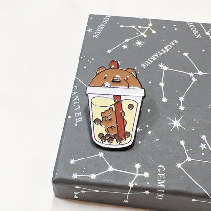 Boba Tea Enamel Pin - Cartoon Anime Animal Boba Pins