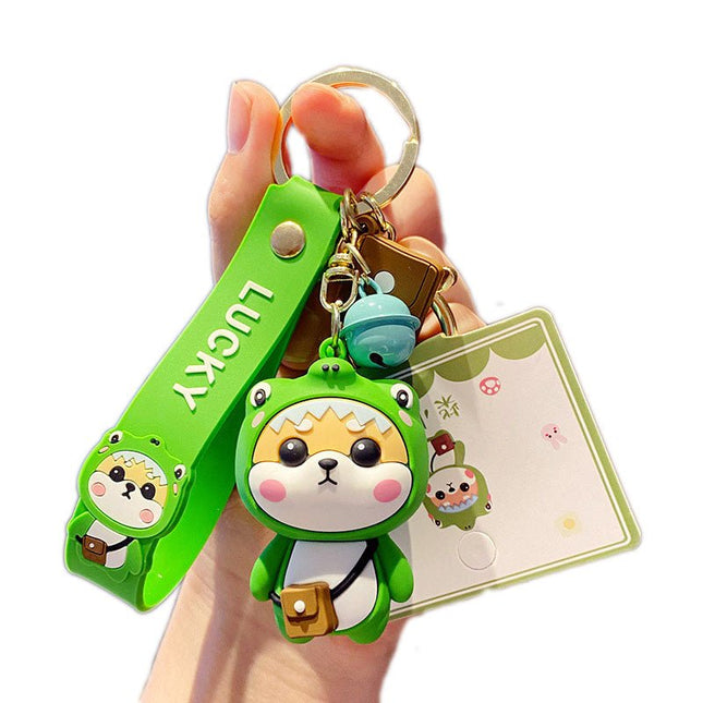 Cute Key Holders Shiba Inu (Green Dinosaur)