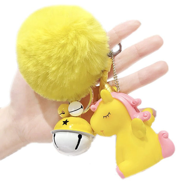 Cute Unicorn Squeaky Pom Backpack Bag Keychain Key Pendant