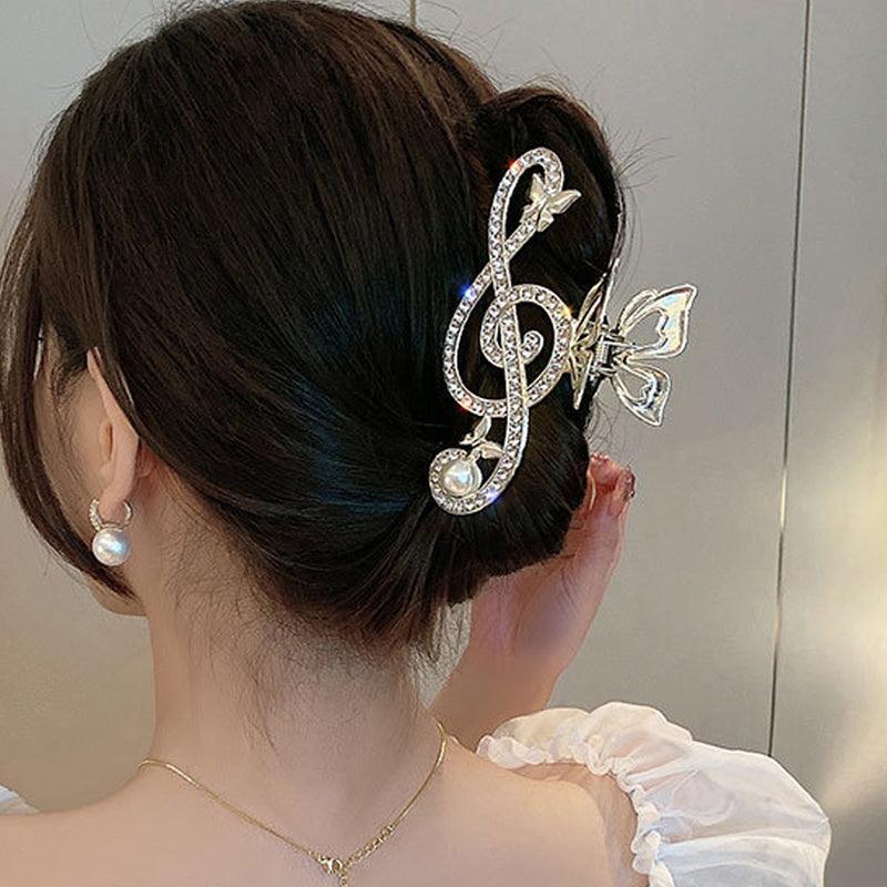 Fancy Clips Treble Clef Hair Clip for Women, Gold Tone Music Note Claw Clip, Rhine ...