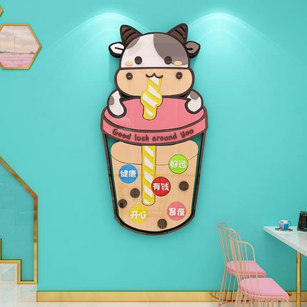 Milk Tea Boba Shop Decor 3D Milkcow