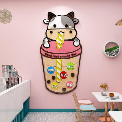 Milk Tea Boba Shop Decor 3D Milkcow