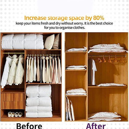 Vacuum Clothes Storage Bags 10 Bags Mix Sizes with Hand Pump